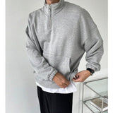 Gray Comfort 1/4 Zip Oversized Pullover