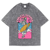 Gray Fabric detail of cotton skeleton graphic t-shirt — soft knit broadcloth texture