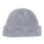 Gray knit beanie on a white background