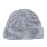 Gray knit beanie on a white background