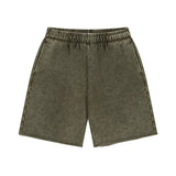 Gray-Green Acid wash sweat shorts on model, full body