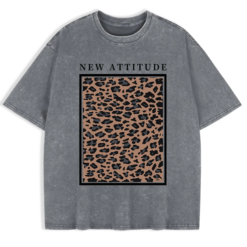Gray leopard print oversized vintage tee — styled outfit shot
