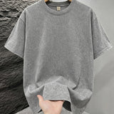Gray Mineral washed oversized graphic tee, lifestyle shot 4