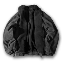 Gray fleece jacket on a white background