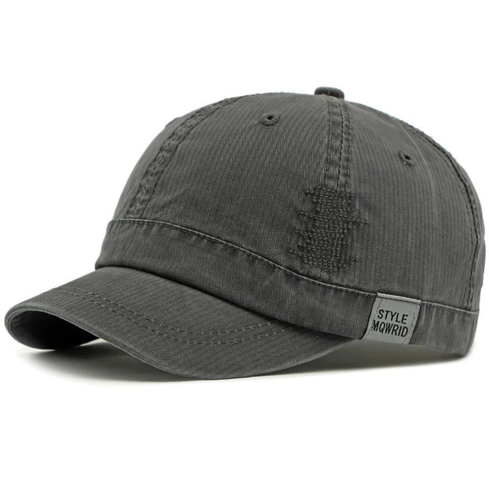 Gray Short brim baseball cap — detail view