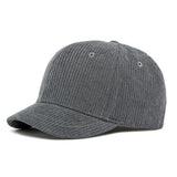 Gray Short brim corduroy cap — close-up texture detail