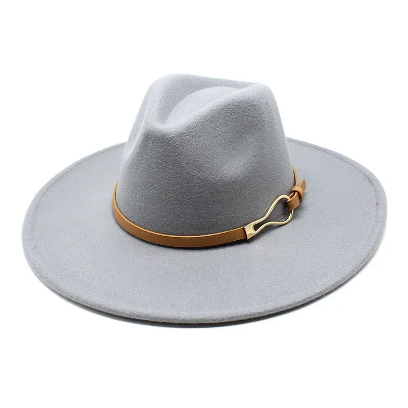 Gray Wide-brim fedora hat fourth lifestyle shot