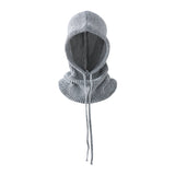 Gray knitted balaclava on a light gray background