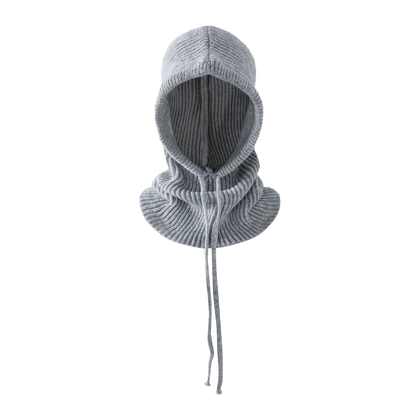 Gray knitted balaclava on a light gray background