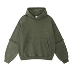 Green Acid wash hoodie — upper body on-model view
