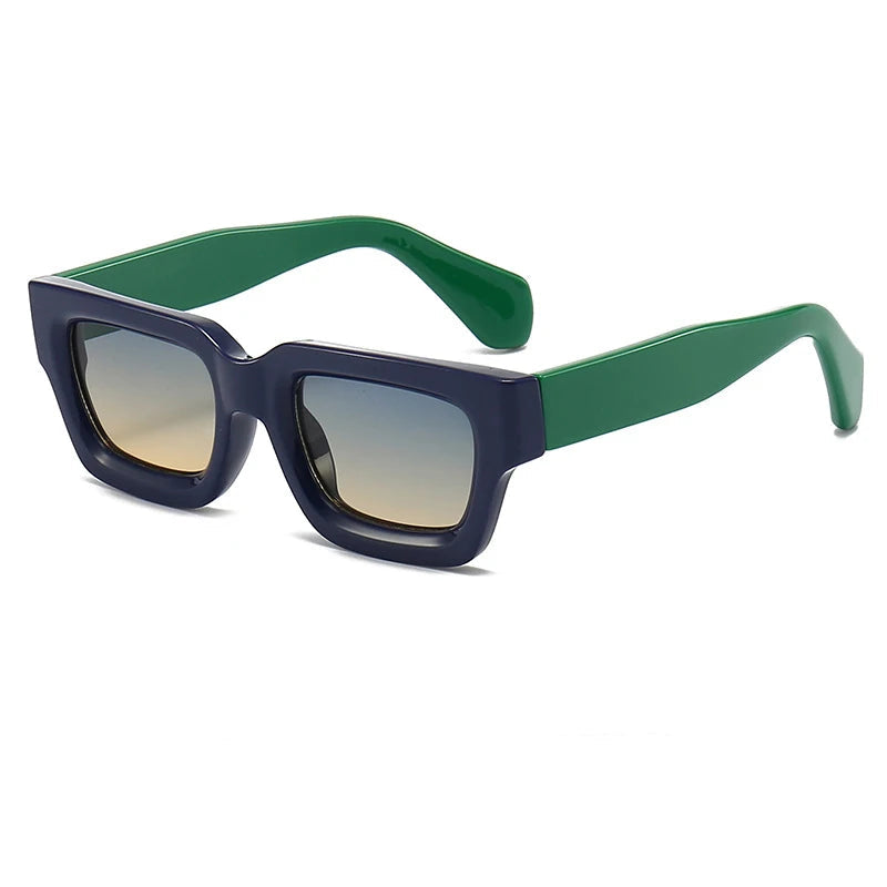Green And Black Oversized thick frame square sunglasses — flat lay