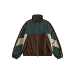Green Color block windbreaker jacket, worn side view
