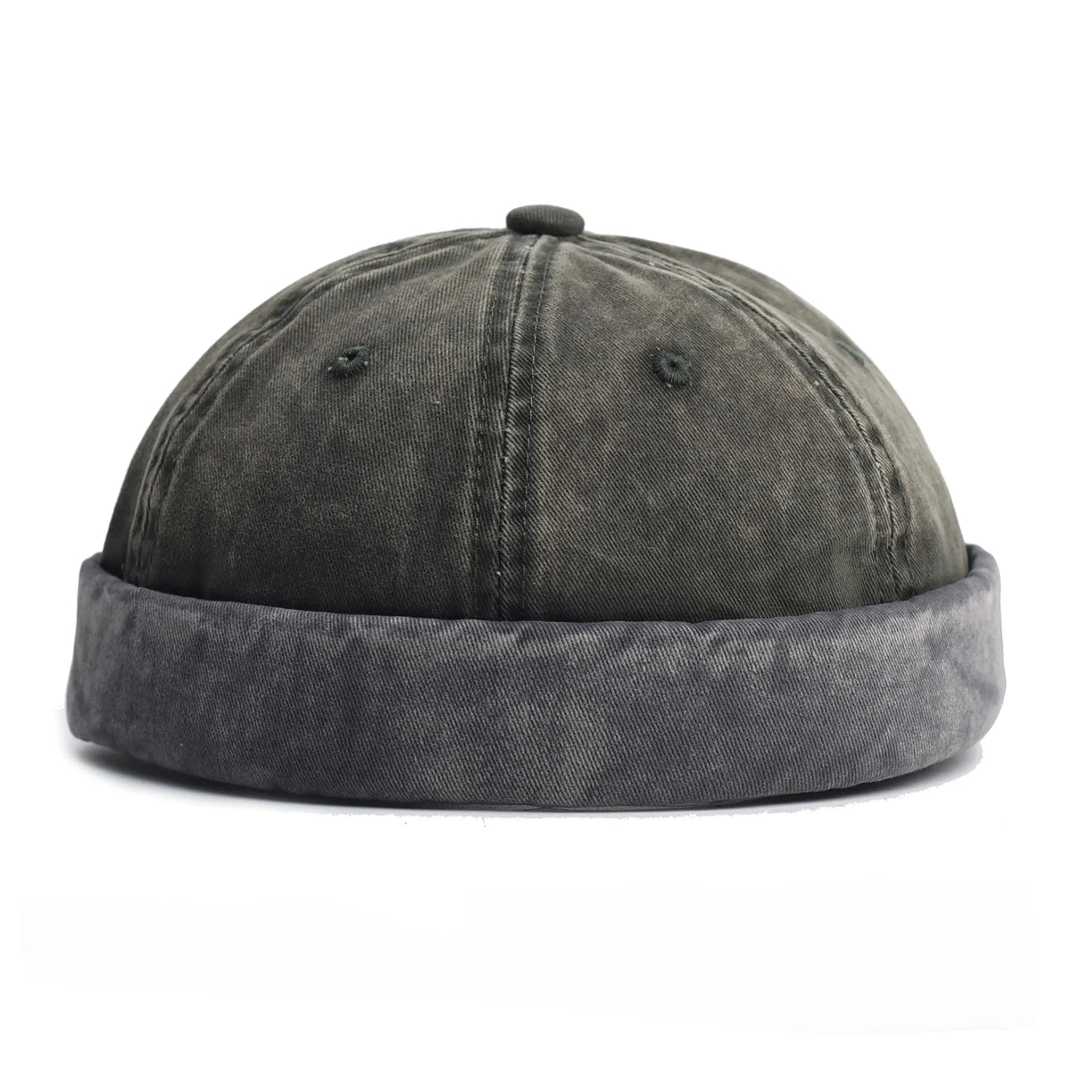 Green Cotton skullcap brimless hat — back view