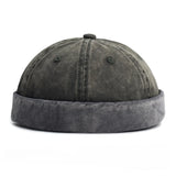 Green Cotton skullcap brimless hat — back view