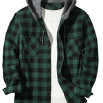 Green Hooded flannel shirt flat lay