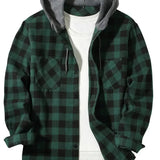 Green Hooded flannel shirt flat lay