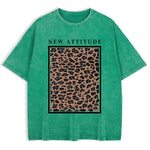 Green leopard print oversized tee — styled outfit shot