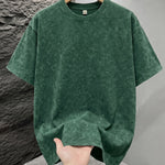 Green Mineral washed oversized graphic tee, flat lay