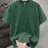Green Mineral washed oversized graphic tee, flat lay