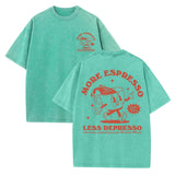 Green More Espresso Less Depresso oversized cotton graphic tee — front view