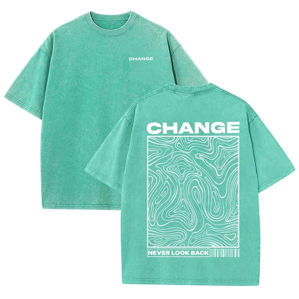 Green Oversized vintage wash topographic graphic tee — flat lay front