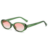 Green Pink Frame detail of green and pink oval gradient sunglasses — The Unrivaled Brand