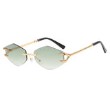 Sunglasses with gold frame and green gradient lenses on a white background