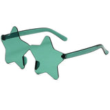 Green Star-shaped transparent jelly sunglasses, product shot