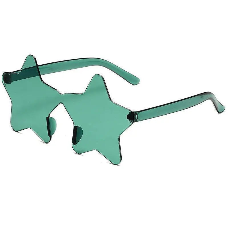 Green Star-shaped transparent jelly sunglasses, product shot