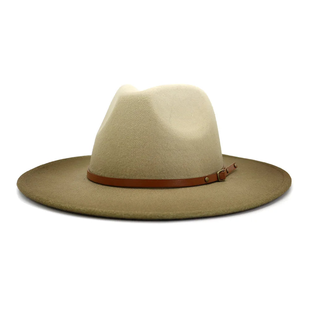 Urban Wide-Brim Felt Fedora with Leather Band