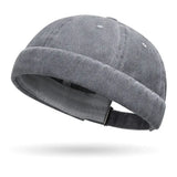Gray denim cap on a white background