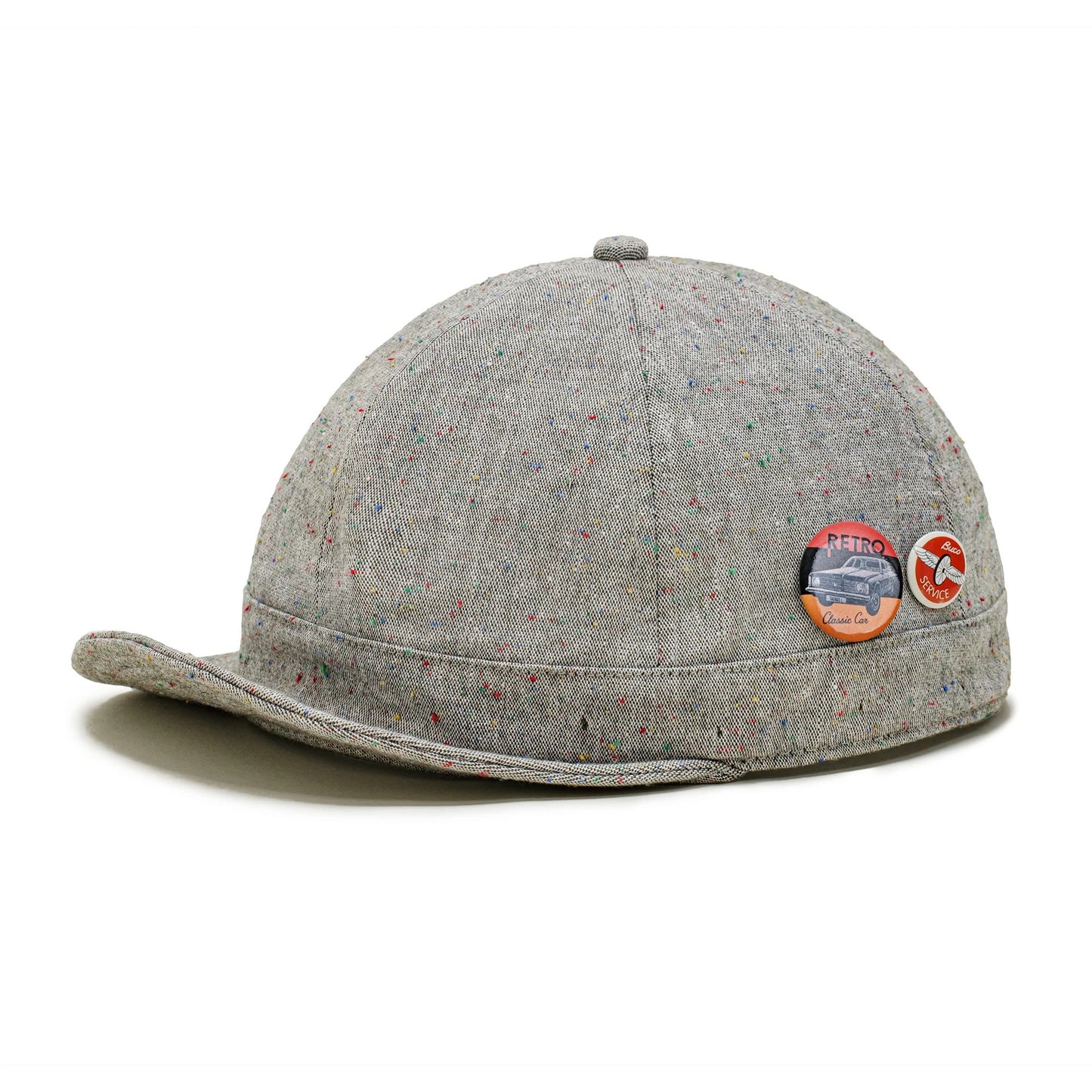 Vintage Gray Flip Hat – Retro Round Brim Hip Hop Cap