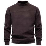 Hd3054-Coffee Oversized mock neck sweatshirt on model, three-quarter view