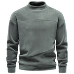 Hd3054-Green Oversized mock neck sweatshirt, fabric close-up