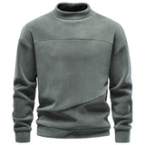 Hd3054-Green Oversized mock neck sweatshirt, fabric close-up