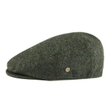 Herringbone tweed flat cap, angled view