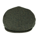 Herringbone tweed flat cap, side view