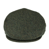 Herringbone tweed flat cap, side view