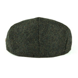 Herringbone tweed flat cap, three-quarter view