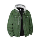 Men's oversized hooded denim jacket, back view