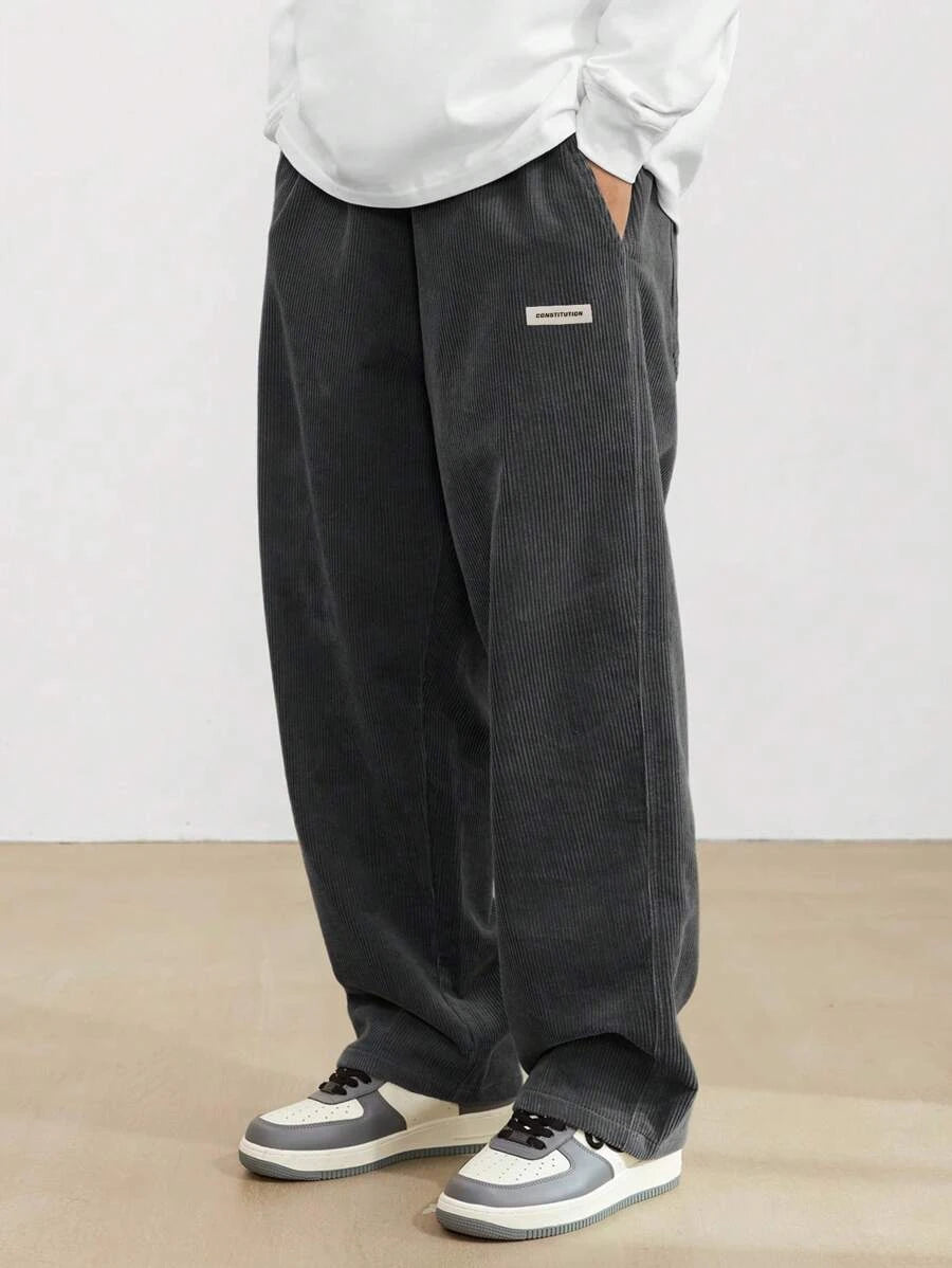 Image Color 1 Corduroy straight-leg pants, waist detail