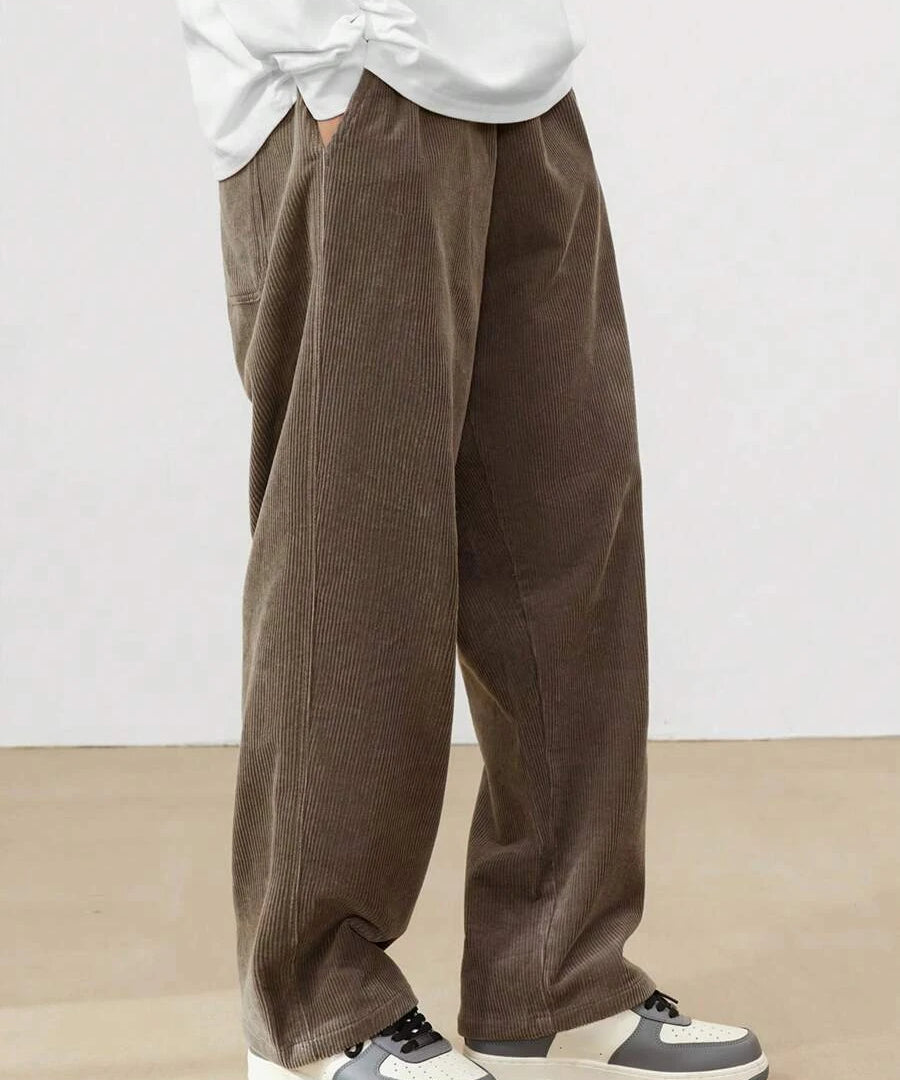 Image Color 3 Corduroy straight-leg pants, texture close-up