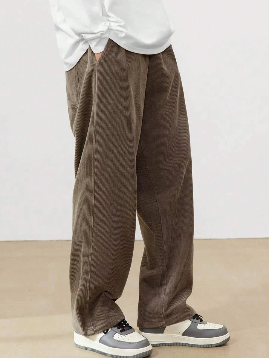 Image Color 3 Corduroy straight-leg pants, texture close-up