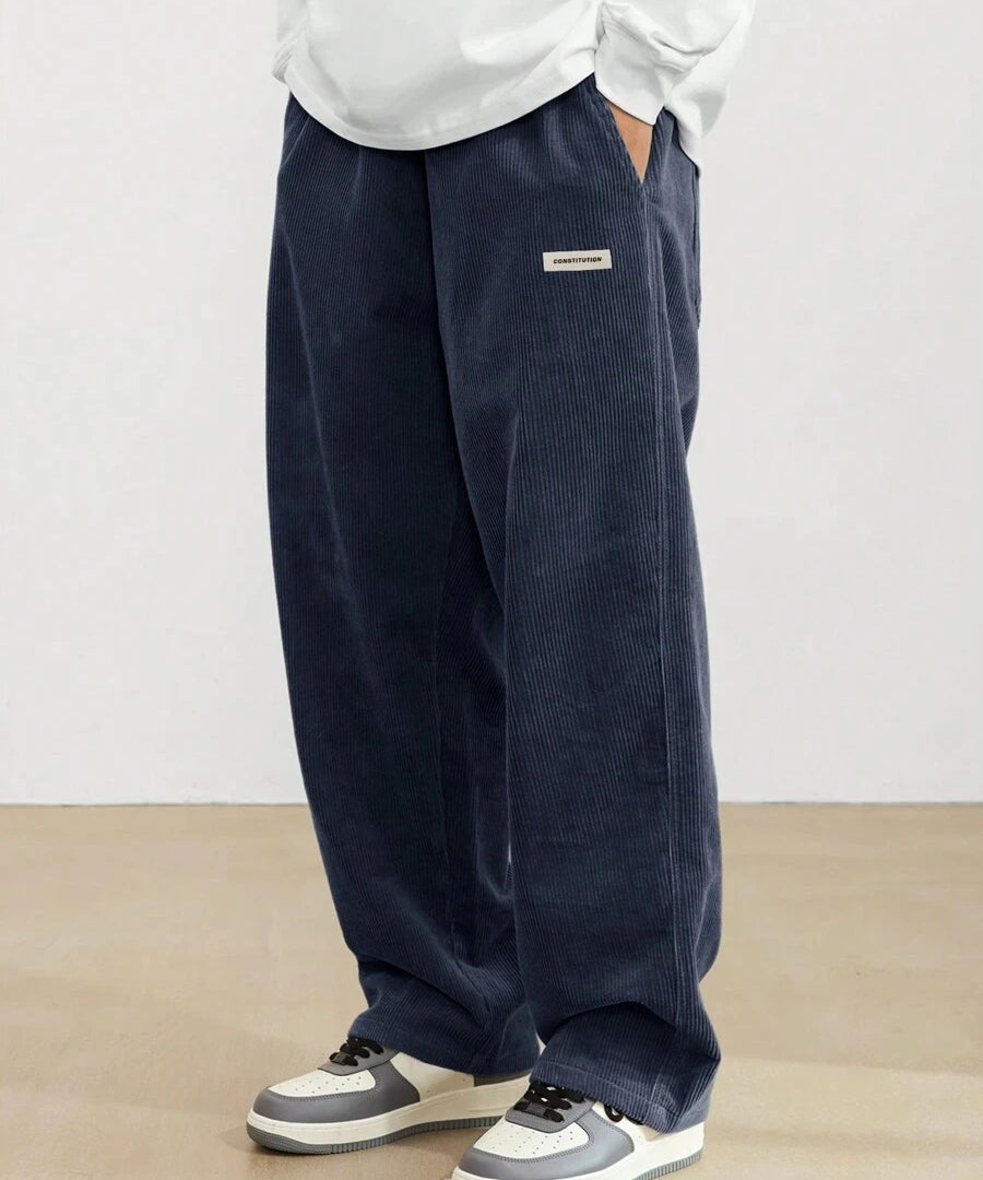 Image Color Corduroy straight-leg pants, back view