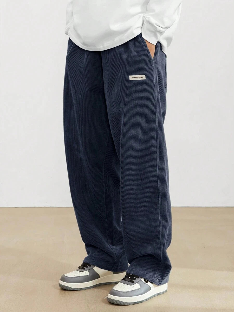 Image Color Corduroy straight-leg pants, back view