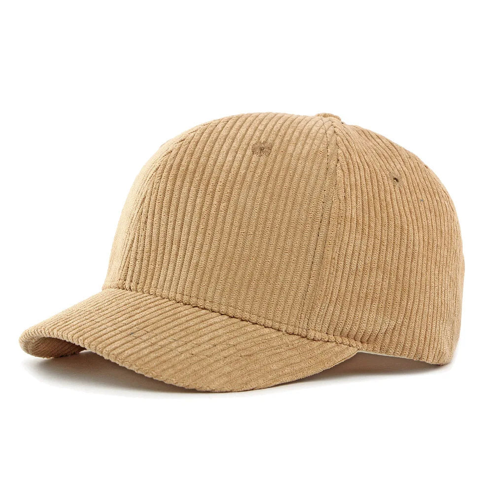 Khaki Short brim corduroy cap — alternate colorway front view