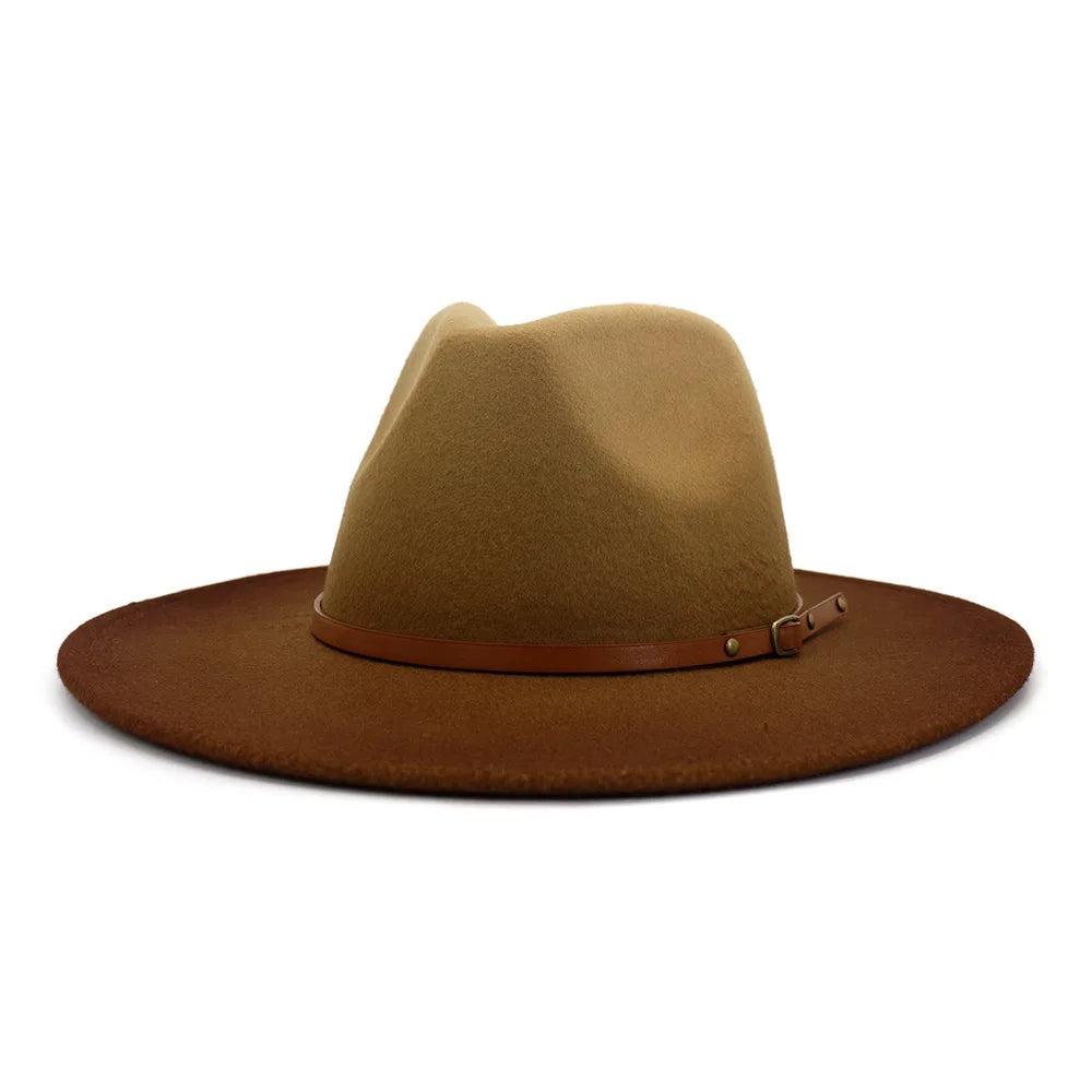 Urban Wide-Brim Felt Fedora with Leather Band