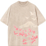 Khaki Vintage wash oversized graphic tee, detail view