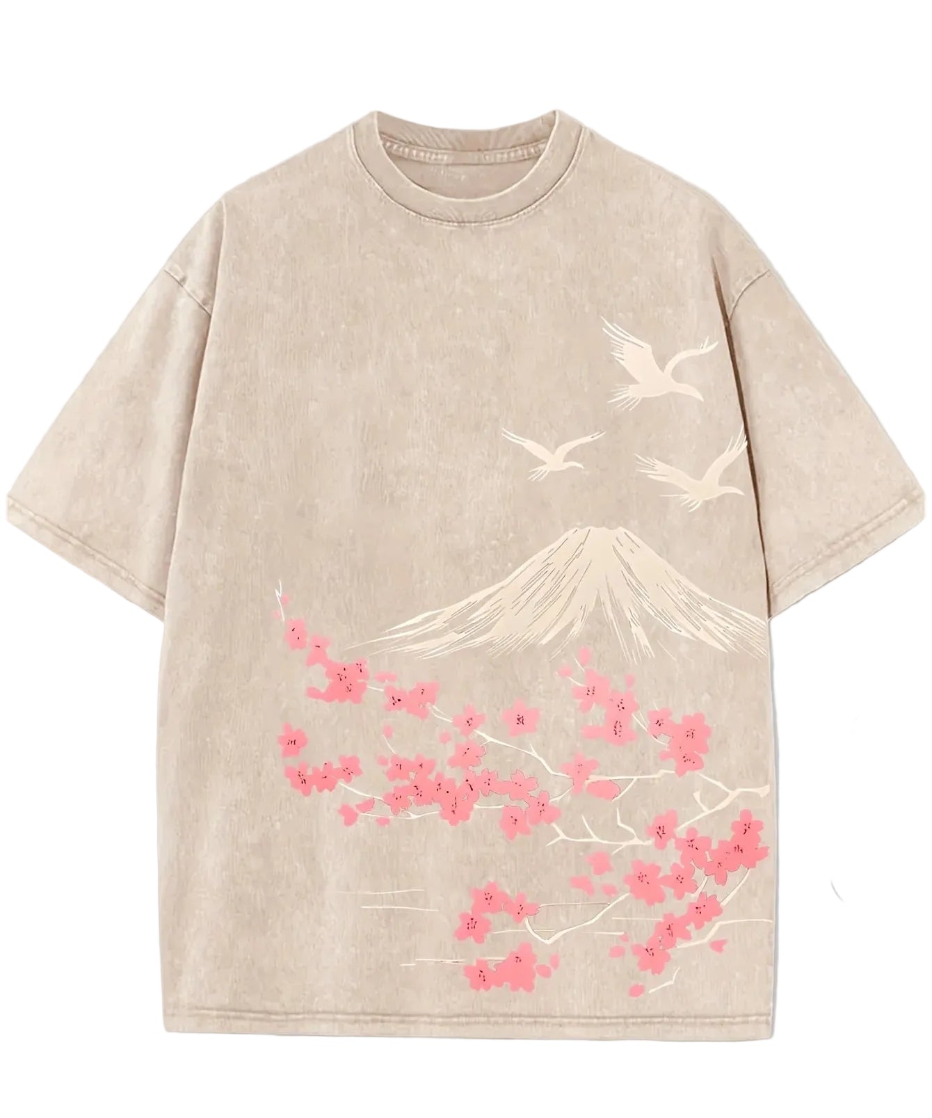 Khaki Vintage wash oversized graphic tee, detail view