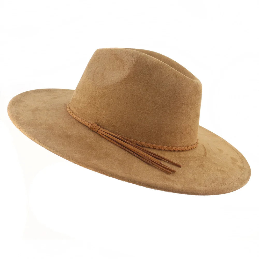 Wide Brim Suede Fedora Hat